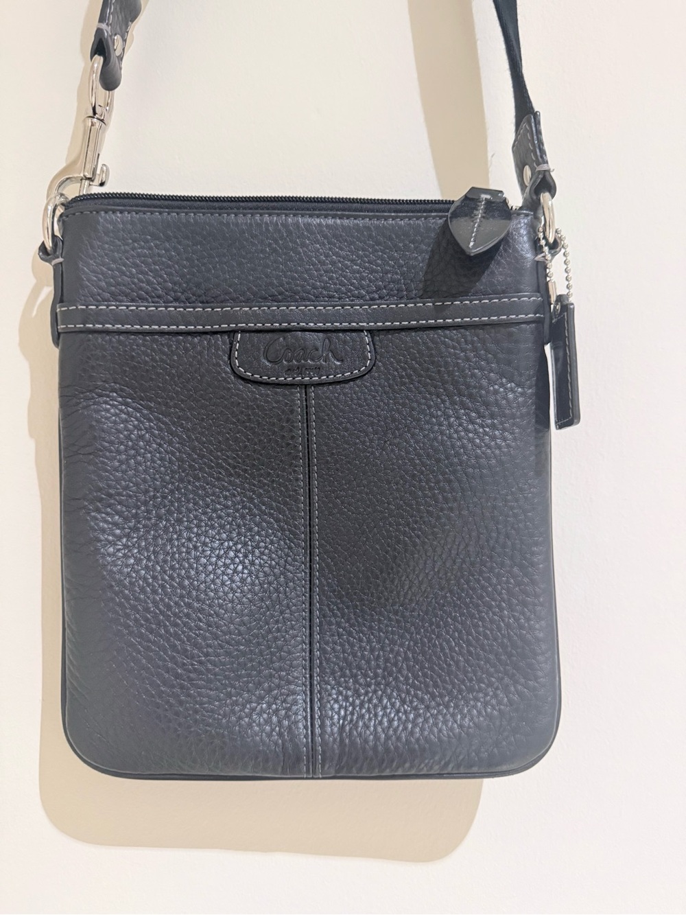 Coach Black Pebbled Leather Slim Crossbody